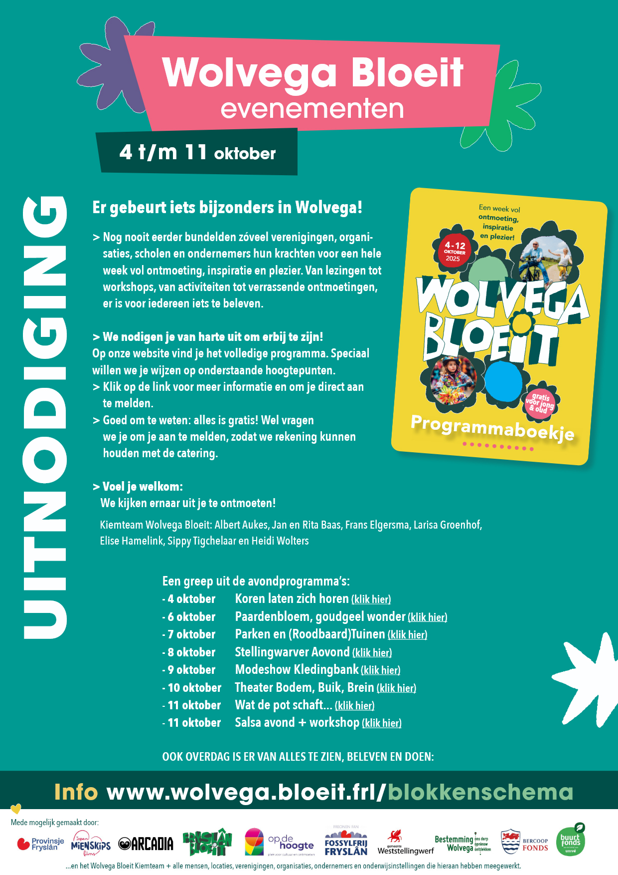 Uitnodiging Wolvega bloeit 4 t.e.m. 11 oktober 2025